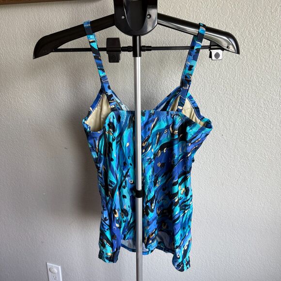 Miraclesuit Tankini Swimsuit Top Animal Love Knot Underwire Bra Blue Size 8 - Picture 3 of 5